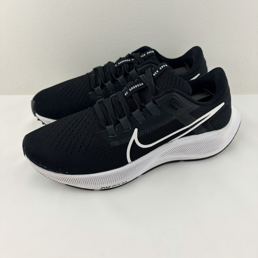 Nike Air Zoom Pegasus 38 Womens 6.5 Black White Running Shoes CW7358-002